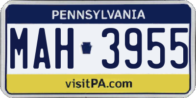 PA license plate MAH3955