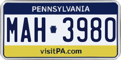 PA license plate MAH3980