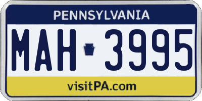 PA license plate MAH3995