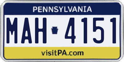 PA license plate MAH4151
