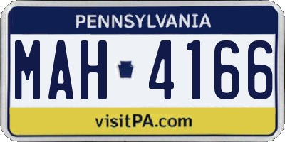 PA license plate MAH4166