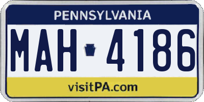 PA license plate MAH4186