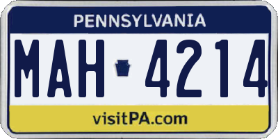 PA license plate MAH4214