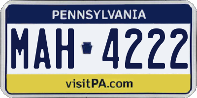 PA license plate MAH4222