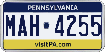 PA license plate MAH4255