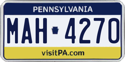 PA license plate MAH4270
