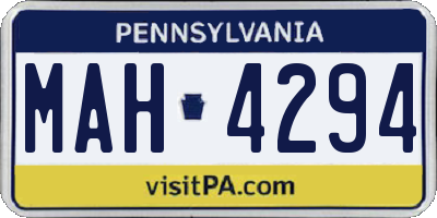 PA license plate MAH4294