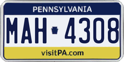 PA license plate MAH4308