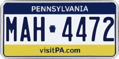 PA license plate MAH4472