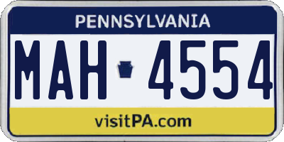 PA license plate MAH4554