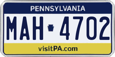 PA license plate MAH4702
