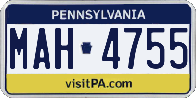 PA license plate MAH4755
