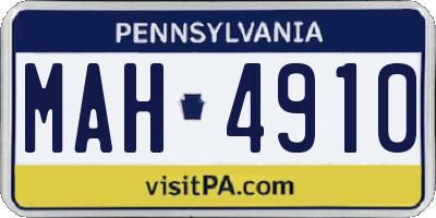PA license plate MAH4910
