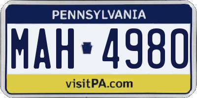 PA license plate MAH4980