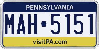 PA license plate MAH5151