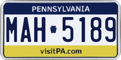 PA license plate MAH5189