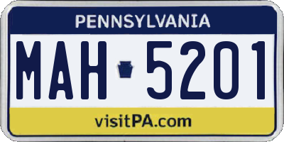 PA license plate MAH5201