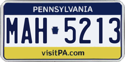 PA license plate MAH5213