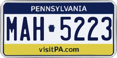 PA license plate MAH5223