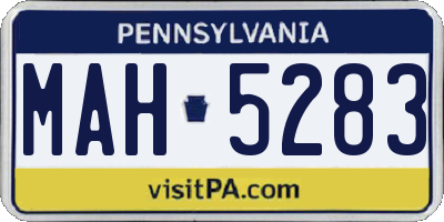 PA license plate MAH5283