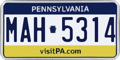 PA license plate MAH5314