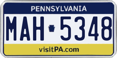 PA license plate MAH5348
