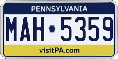 PA license plate MAH5359