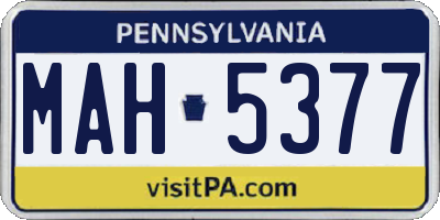 PA license plate MAH5377