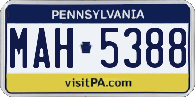 PA license plate MAH5388