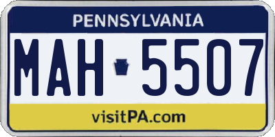 PA license plate MAH5507