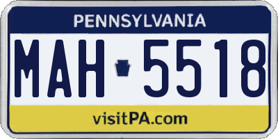 PA license plate MAH5518