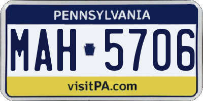 PA license plate MAH5706