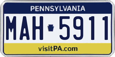 PA license plate MAH5911