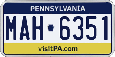 PA license plate MAH6351
