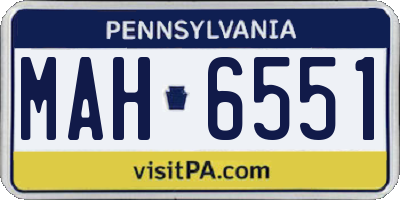 PA license plate MAH6551