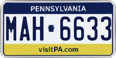 PA license plate MAH6633