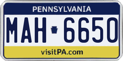 PA license plate MAH6650