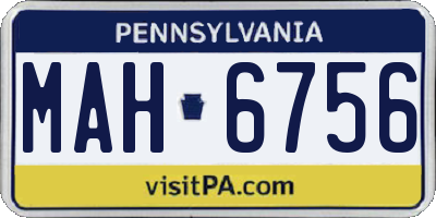 PA license plate MAH6756