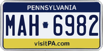 PA license plate MAH6982