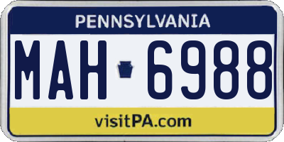 PA license plate MAH6988