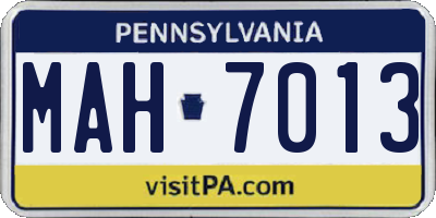 PA license plate MAH7013