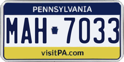 PA license plate MAH7033