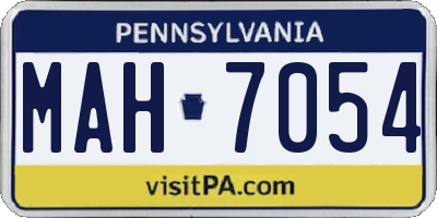 PA license plate MAH7054