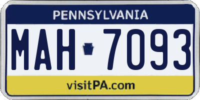 PA license plate MAH7093
