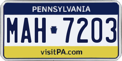 PA license plate MAH7203
