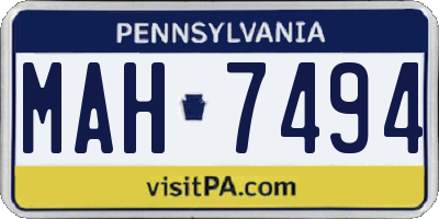 PA license plate MAH7494