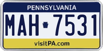 PA license plate MAH7531