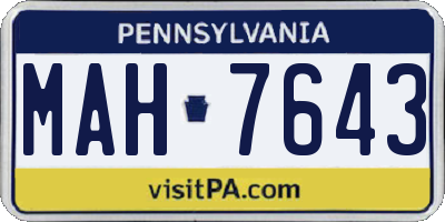 PA license plate MAH7643