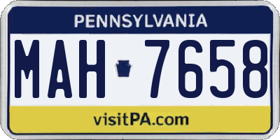 PA license plate MAH7658