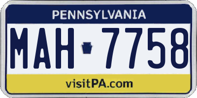 PA license plate MAH7758